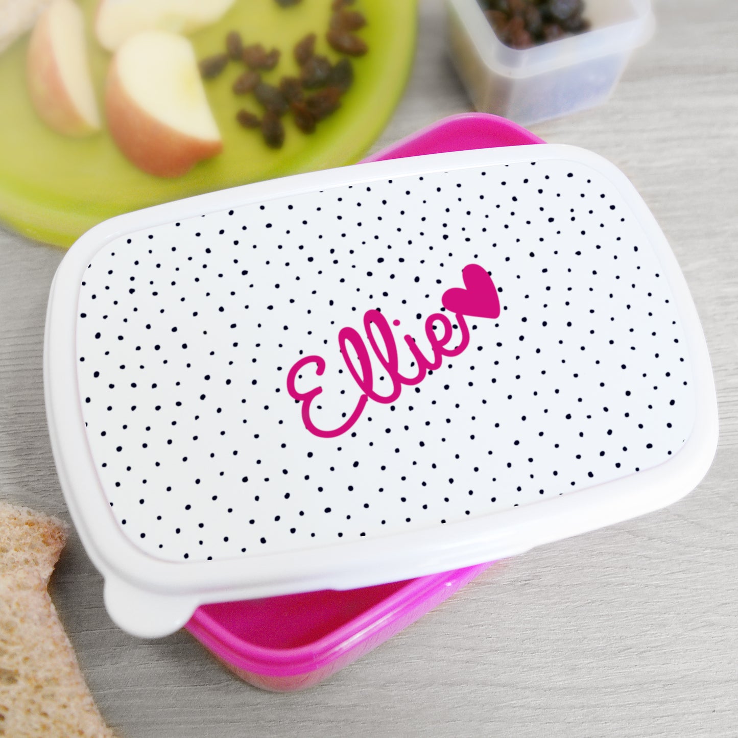 Personalised Pink Heart Lunch Box