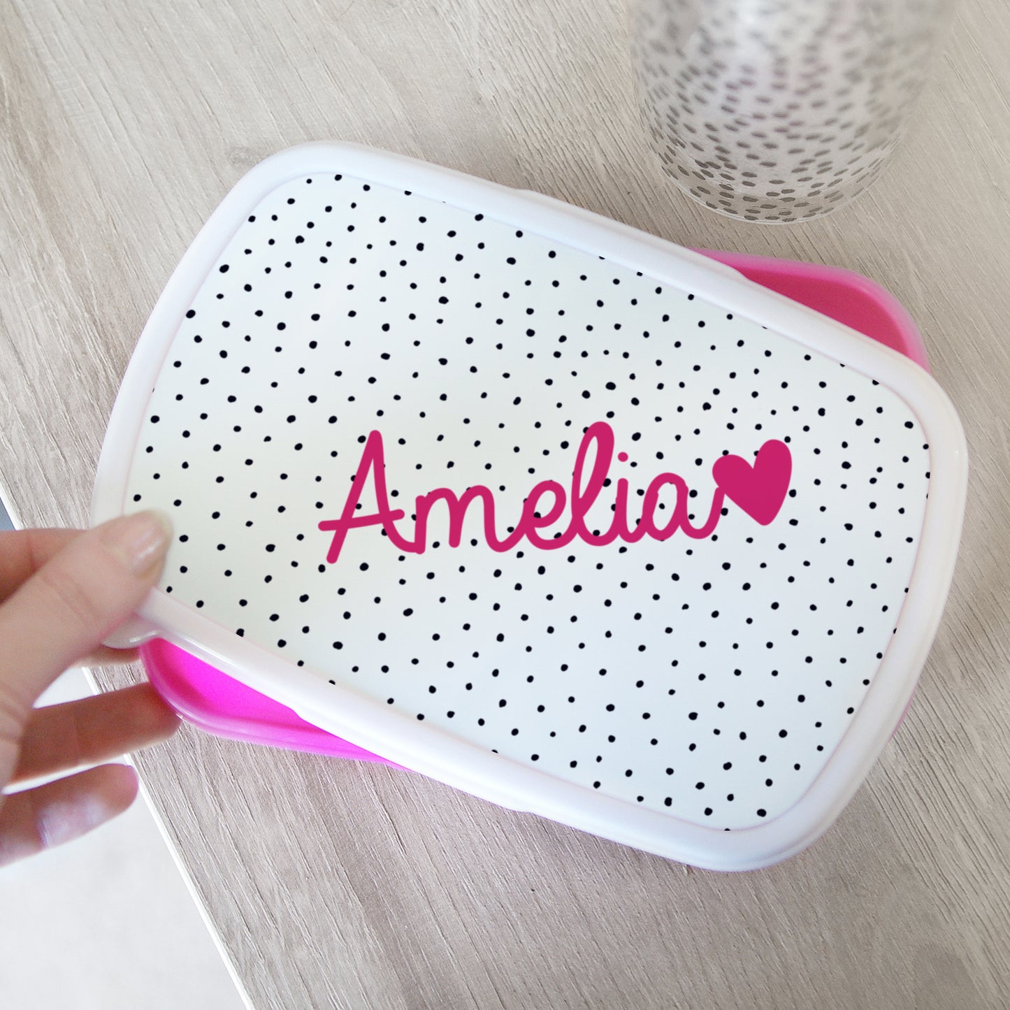 Personalised Pink Heart Lunch Box