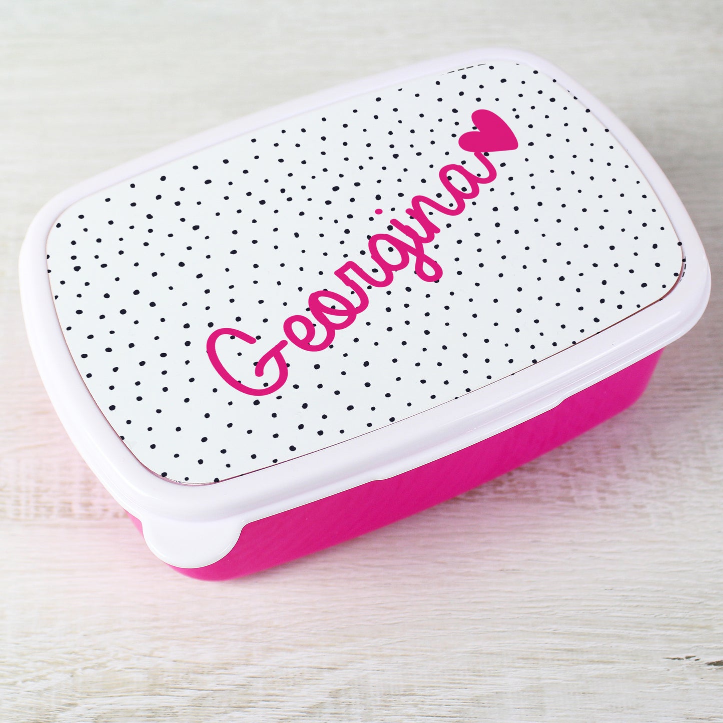 Personalised Pink Heart Lunch Box