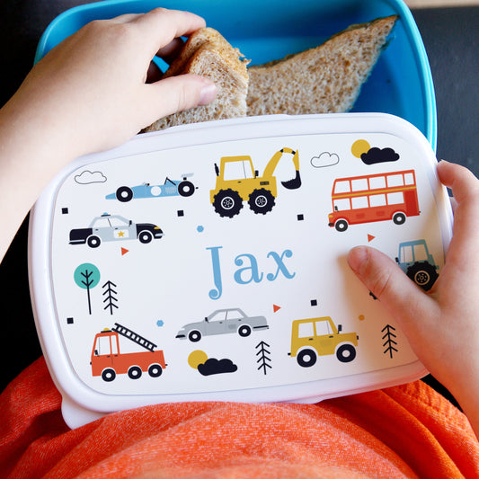 Personalised Vehicles Blue Lunch Box