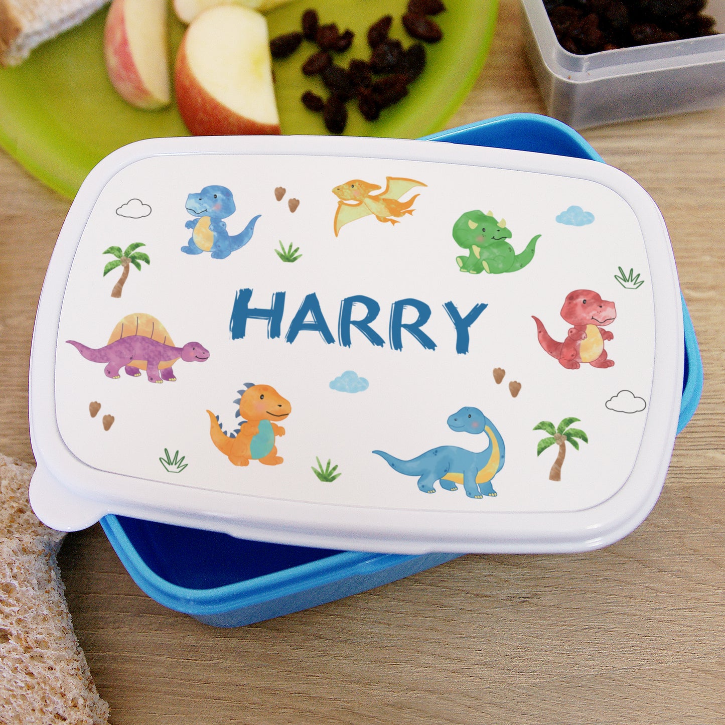 Personalised Dinosaur Blue Kids Lunch Box