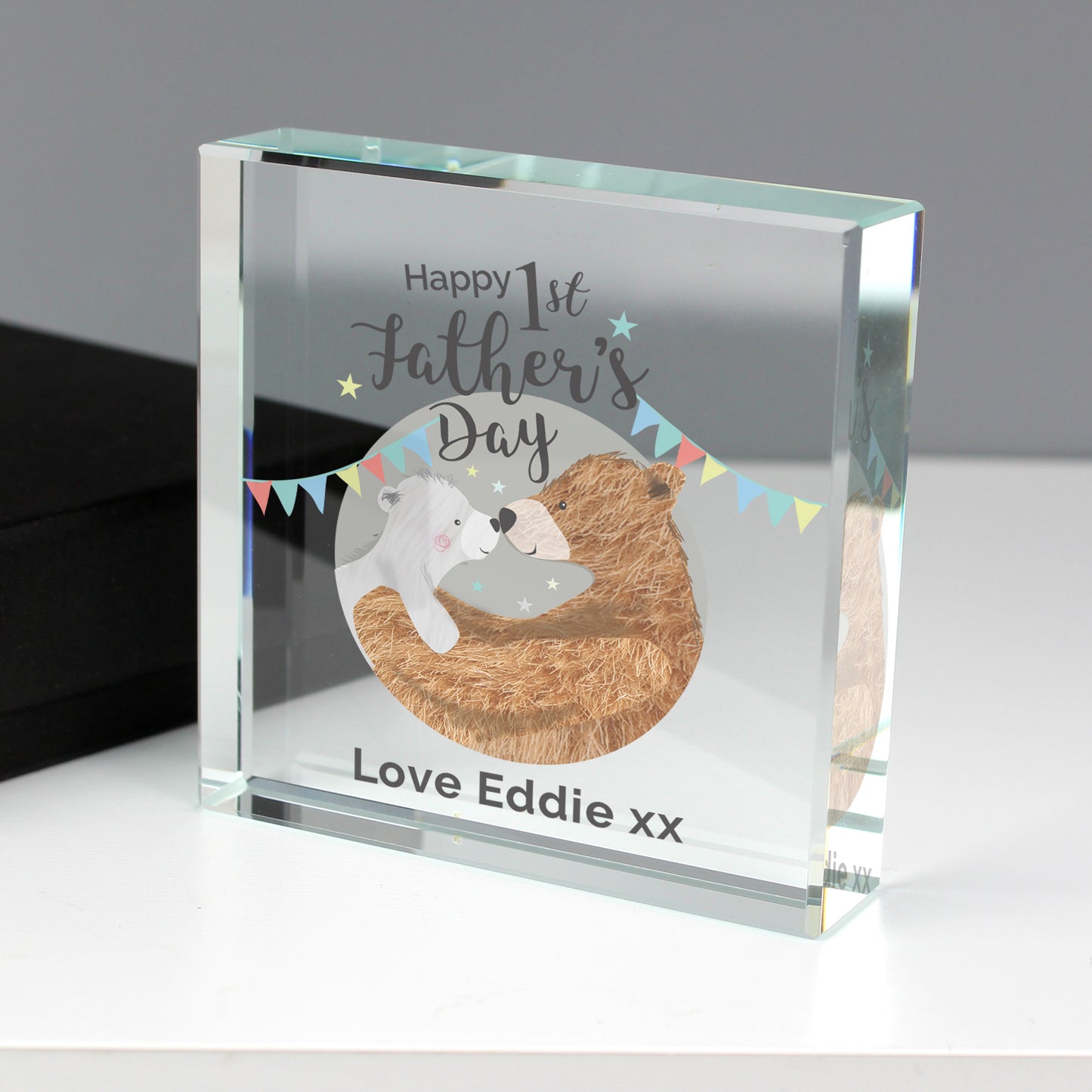 Personalised 1st Father's Day Daddy Bear Crystal Token