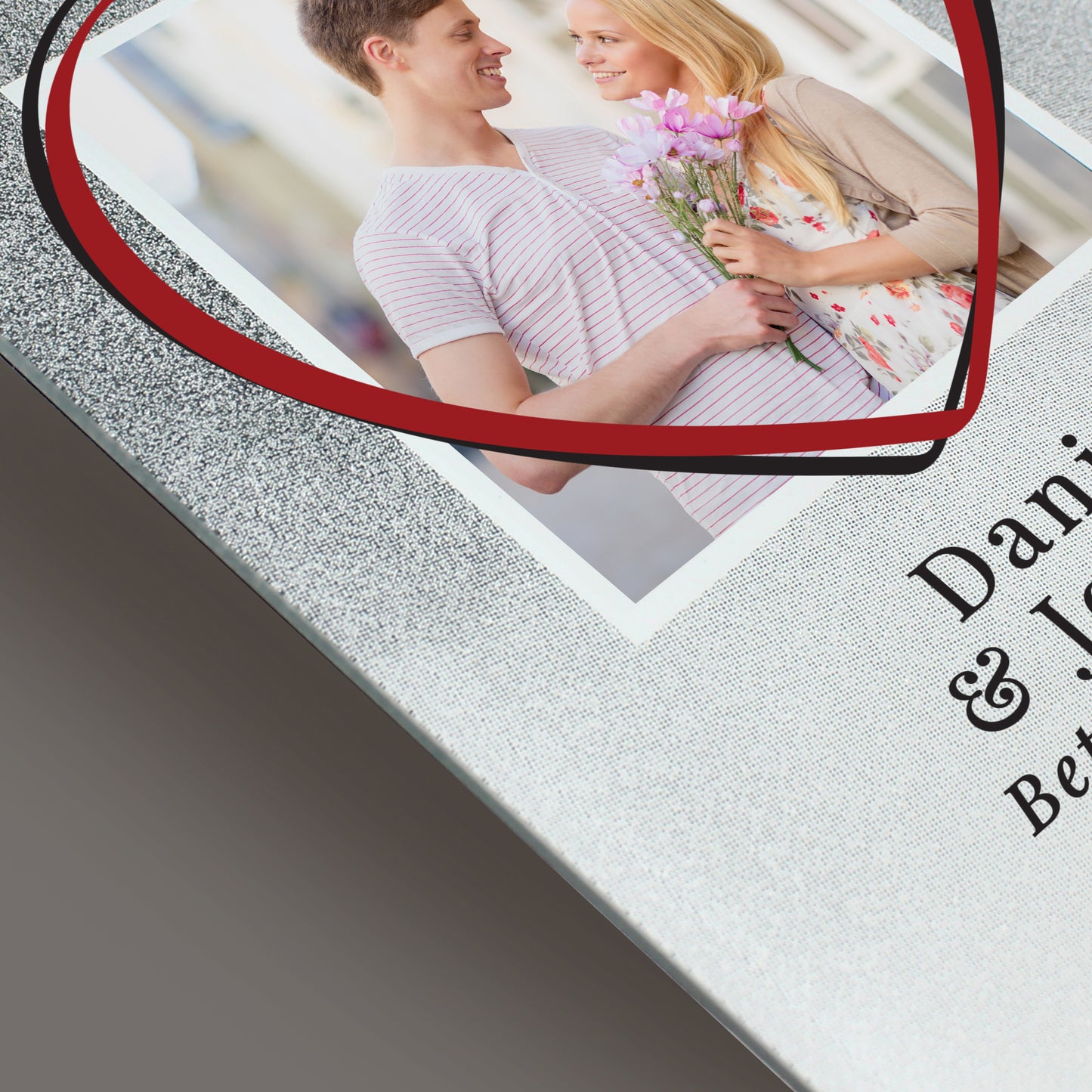 Glitter Glass Photo Frame Personalised Heart 4x4
