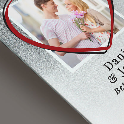 Glitter Glass Photo Frame Personalised Heart 4x4