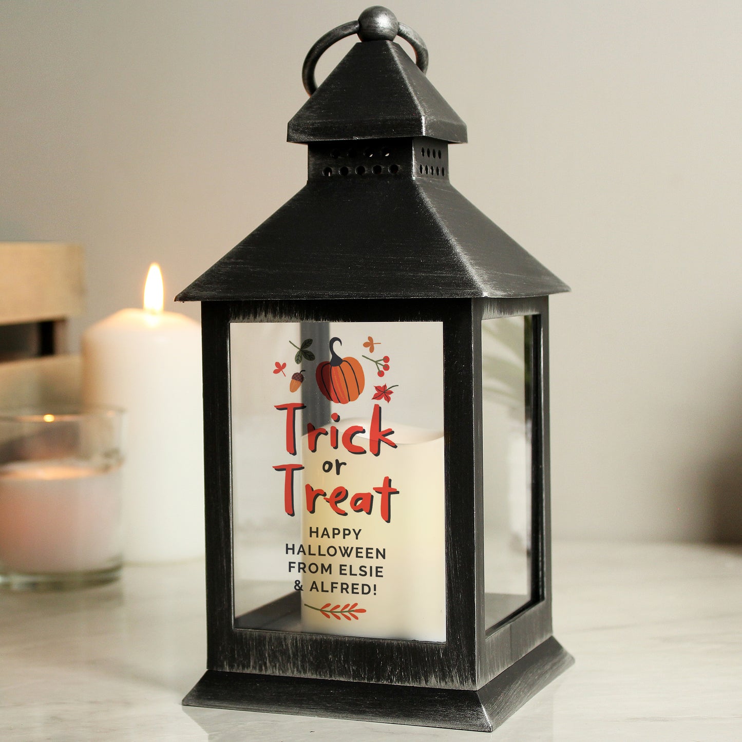 Personalised Trick or Treat Halloween Lantern 27cm