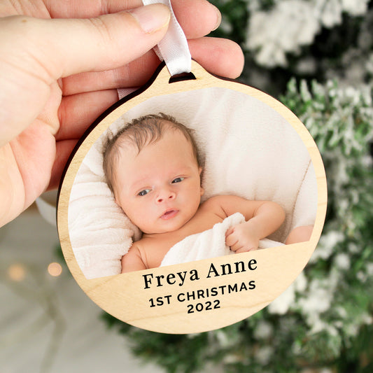 Personalised Photo Round Wooden Decoration