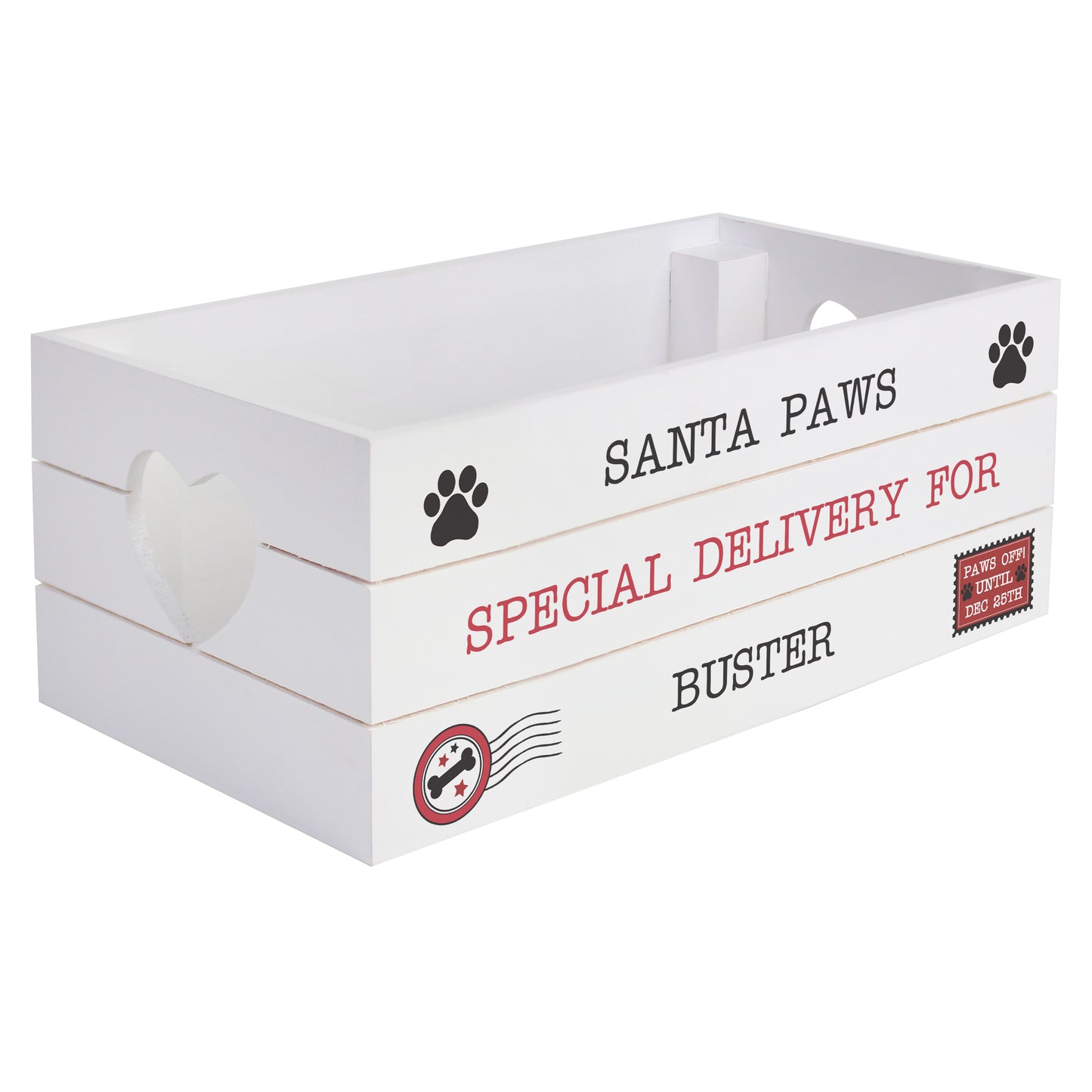 Personalised Santa Paws White Wooden Crate