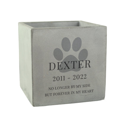 Personalised Pet Paw Print 10cm Concrete Pot