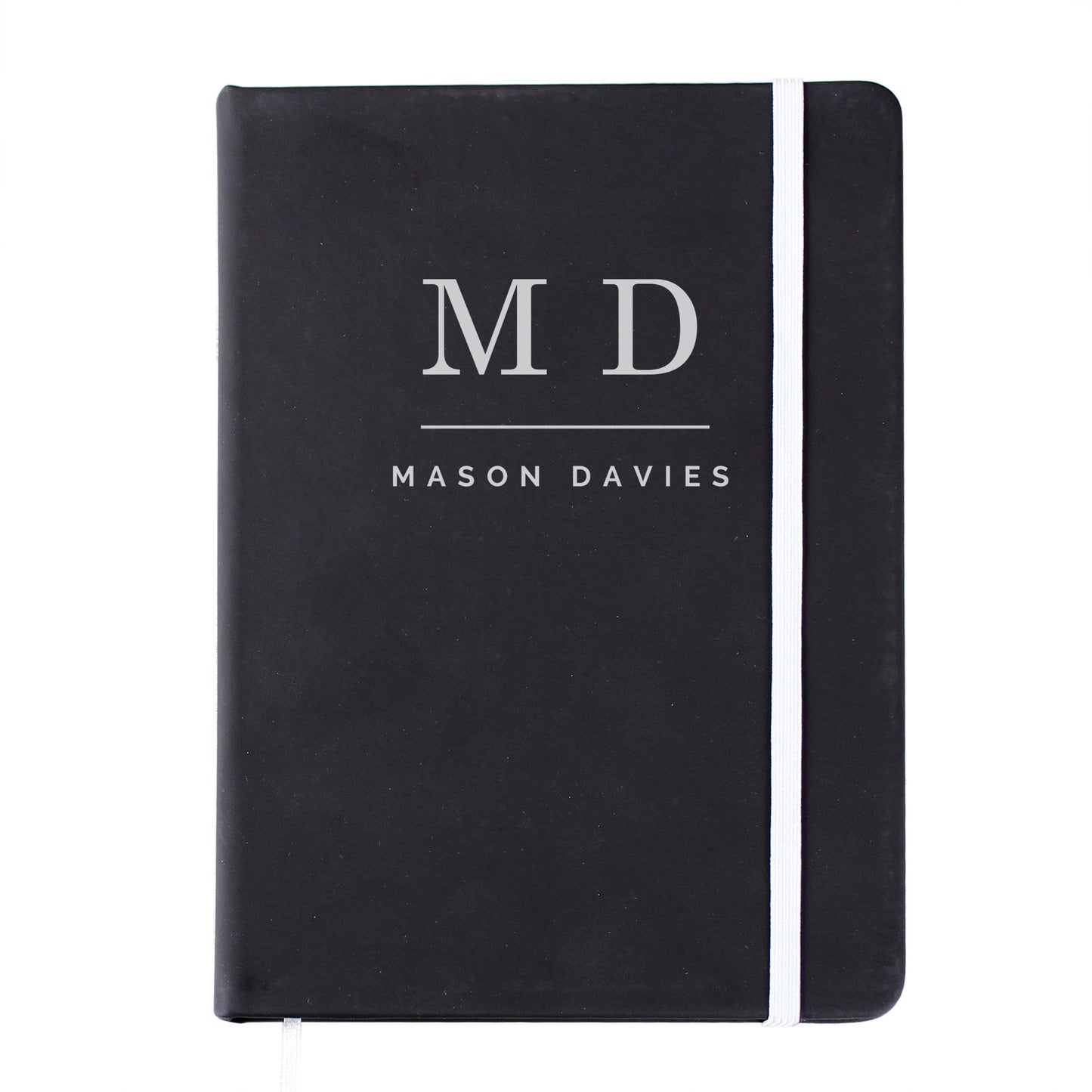 Personalised Initials Black Hardback Notebook A5