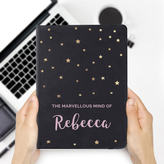 A5 Notebook Personalised Starry Black Hardback