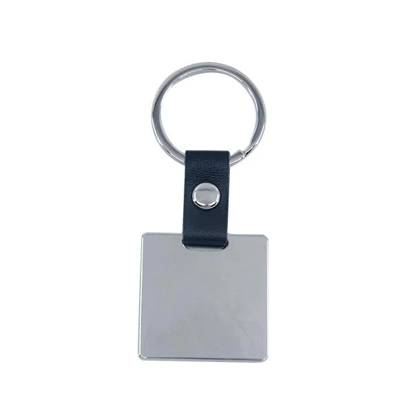 Square Metal Keyring with Leather Chain x10