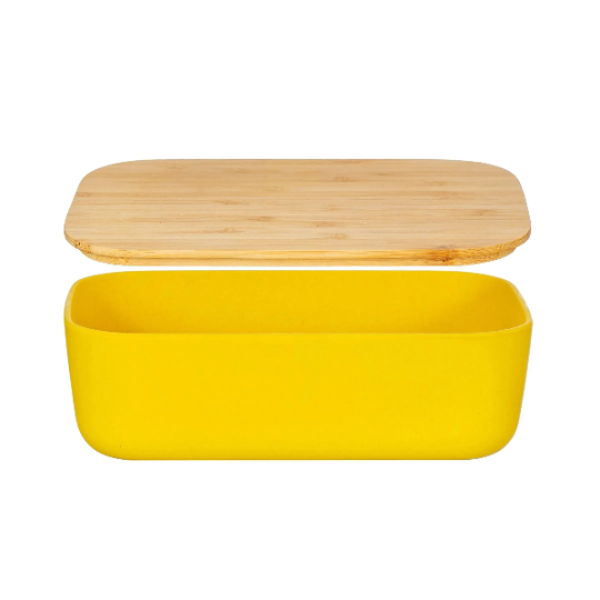 Personalised Engraved Yellow Bamboo Lunch Box