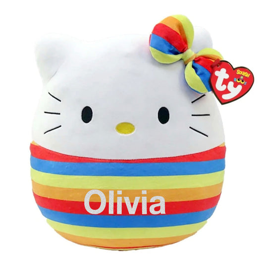 Personalised Ty Squishaboo Hello Kitty Rainbow