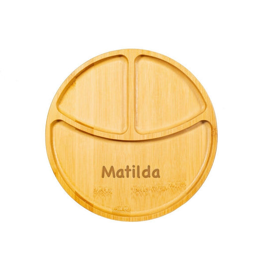 Personalised Engraved Bamboo Section Baby Weaning Plate