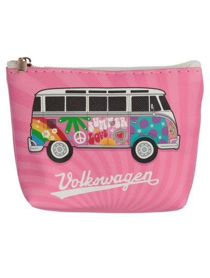 Volkswagen VW T1 Camper Bus Surf Adventure & Summer Love Purse Pink/Blue