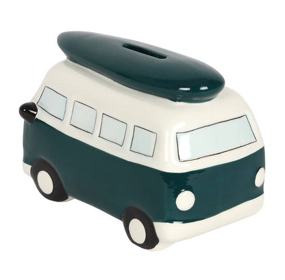 Green Classic Campervan Style Ceramic Money Box