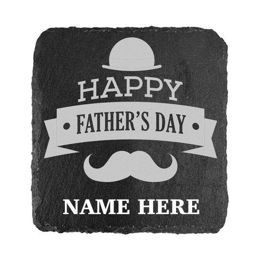 Personalised Engraved Happy Fathers Day Slate Coaster