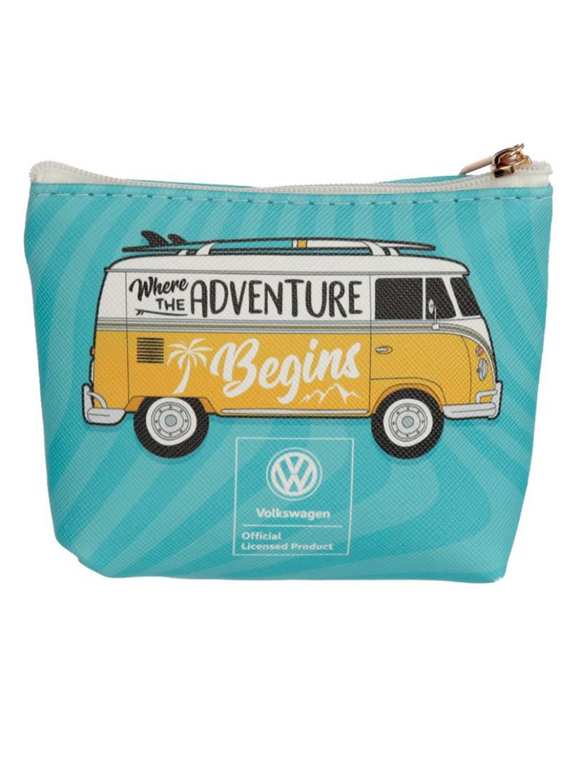Volkswagen VW T1 Camper Bus Surf Adventure & Summer Love Purse Pink/Blue