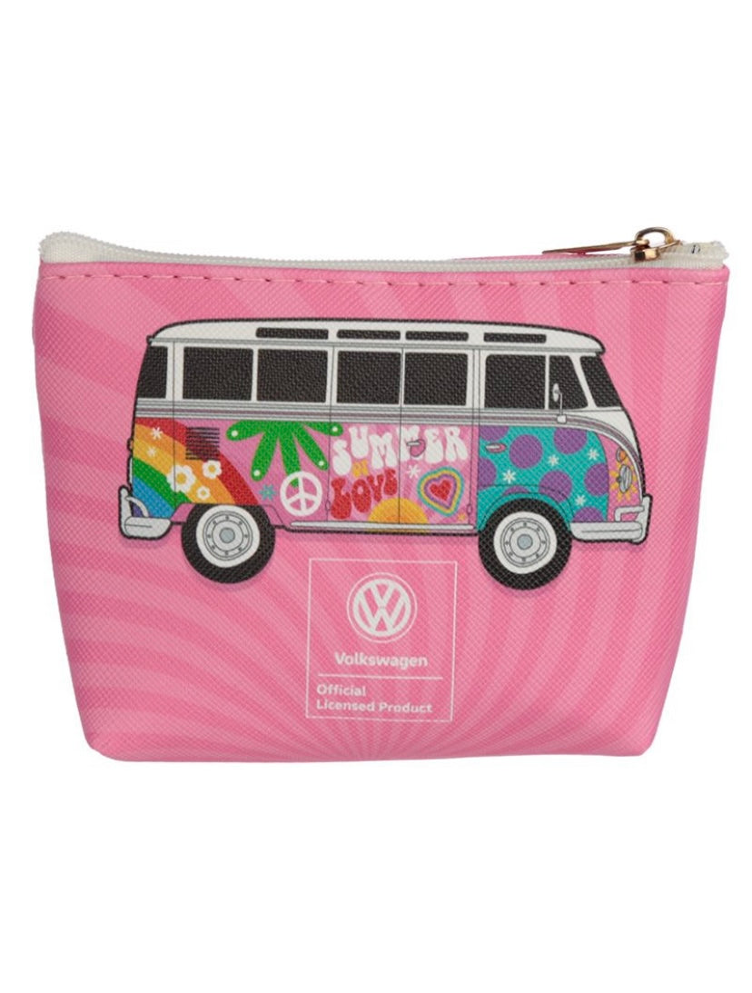 Volkswagen VW T1 Camper Bus Surf Adventure & Summer Love Purse Pink/Blue