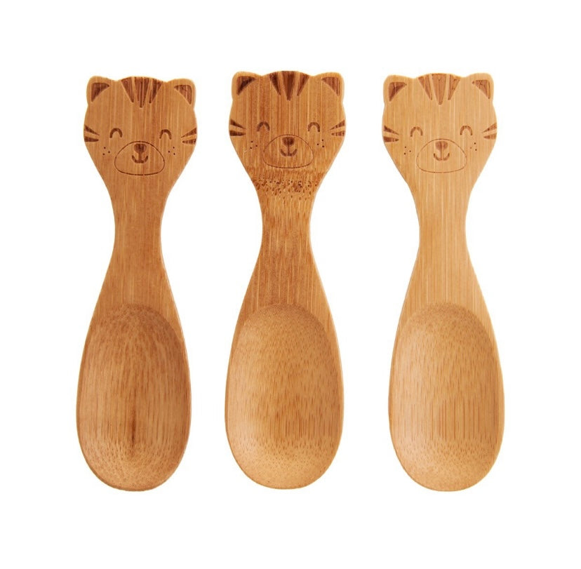 Personalised Engraved Tiger Bamboo Weaning Plate and Spoons Set
