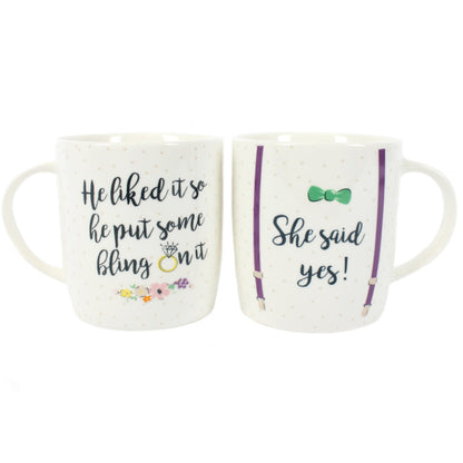 She Said Yes Mugs Set of 2