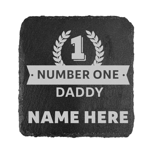 Personalised Engraved Number One Daddy Slate Coaster