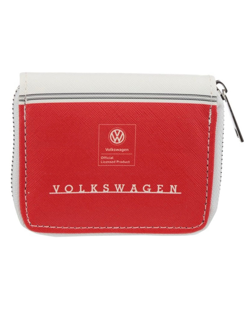 Volkswagen VW T1 Camper Van Zip Around Wallet Purse Red/Blue