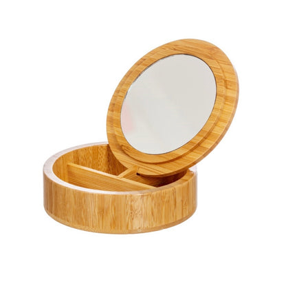 Personalised Engraved Round Bamboo Jewellery Box