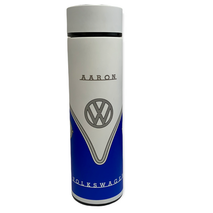 Personalised Engraved Volkswagen VW T1 Camper Stainless Steel Flask Hot & Cold Insulated Digital Thermometer
