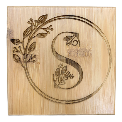 Personalised Engraved Bamboo Letter Coaster