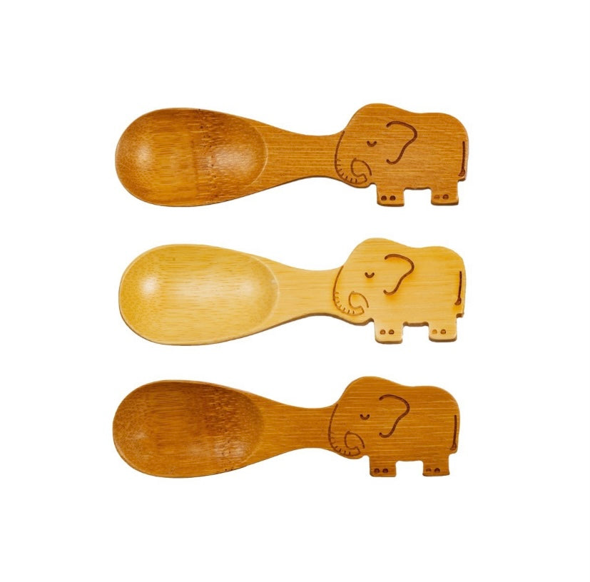Personalised  Engraved Elephant Bamboo Baby Plate and Spoon Set