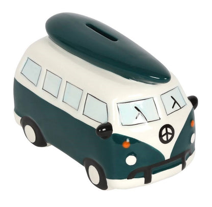 Green Classic Campervan Style Ceramic Money Box