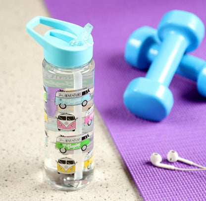 Shatterproof Tritan Reusable 550ml PVC Water Bottle with Flip Straw Volkswagen VW T1 Camper Bus
