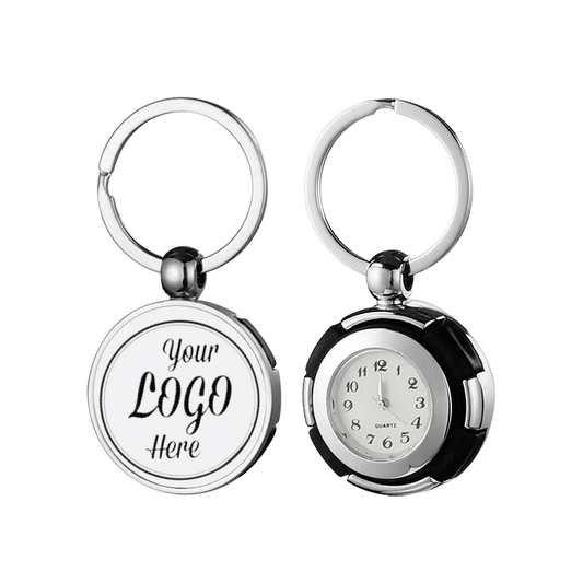 Round Clock Metal Keyring