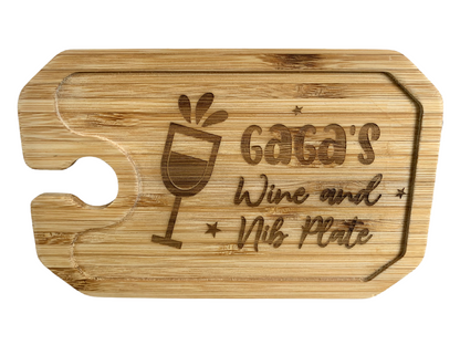 Personalised Engraved Bamboo Handheld Wine Glass Holder Serving Plate