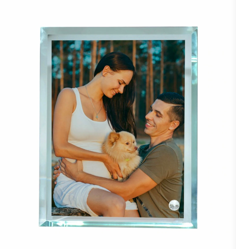 Personalised Crystal Glass Picture Frame 18cm