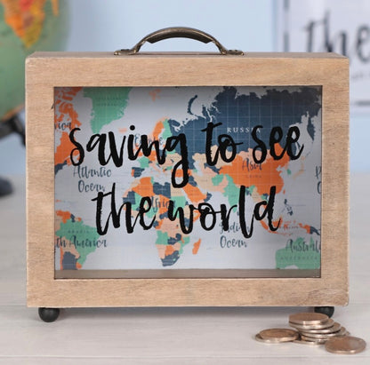 Personalised Saving Fund To See The World Money Box