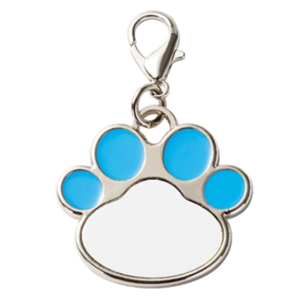 Paw Print Shaped Dog ID Tag with Blue Edge