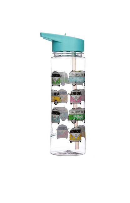 Shatterproof Tritan Reusable 550ml PVC Water Bottle with Flip Straw Volkswagen VW T1 Camper Bus