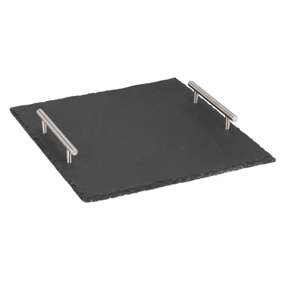 Personalised Engraved Slate Serving Tray With Stainless Steel Handles