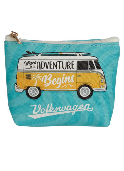 Volkswagen VW T1 Camper Bus Surf Adventure & Summer Love Purse Pink/Blue
