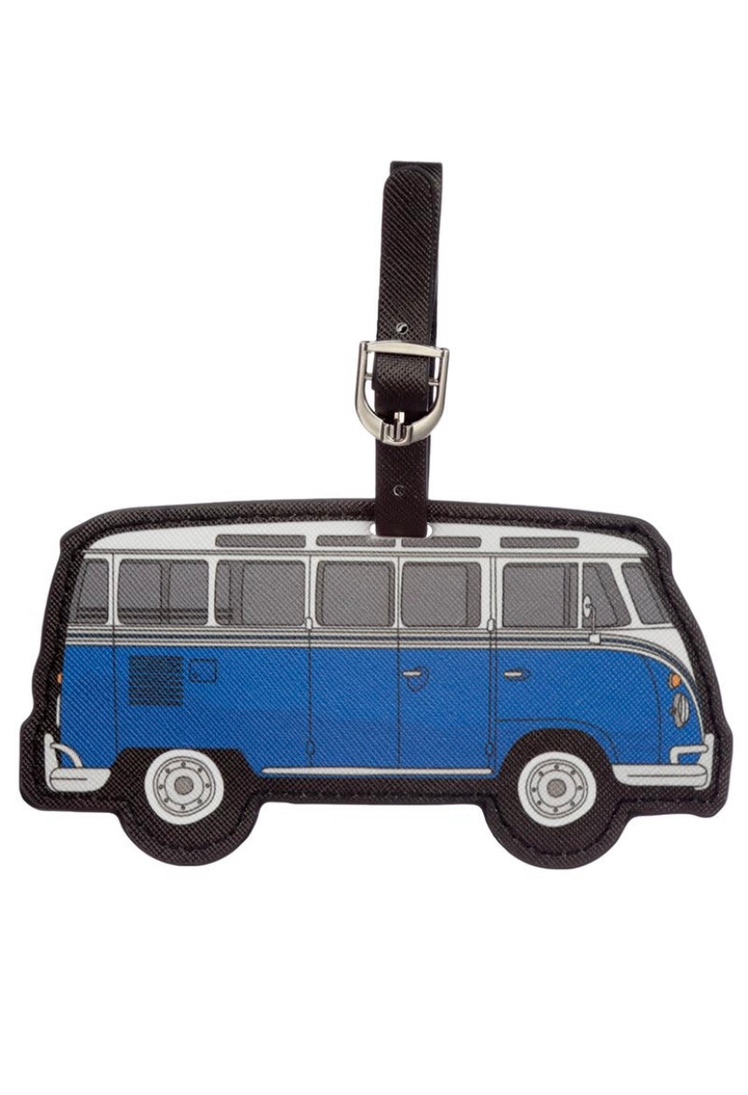 Volkswagen VW T1 Camper Bus Passport Holder and Luggage Tag Set Pink/Blue