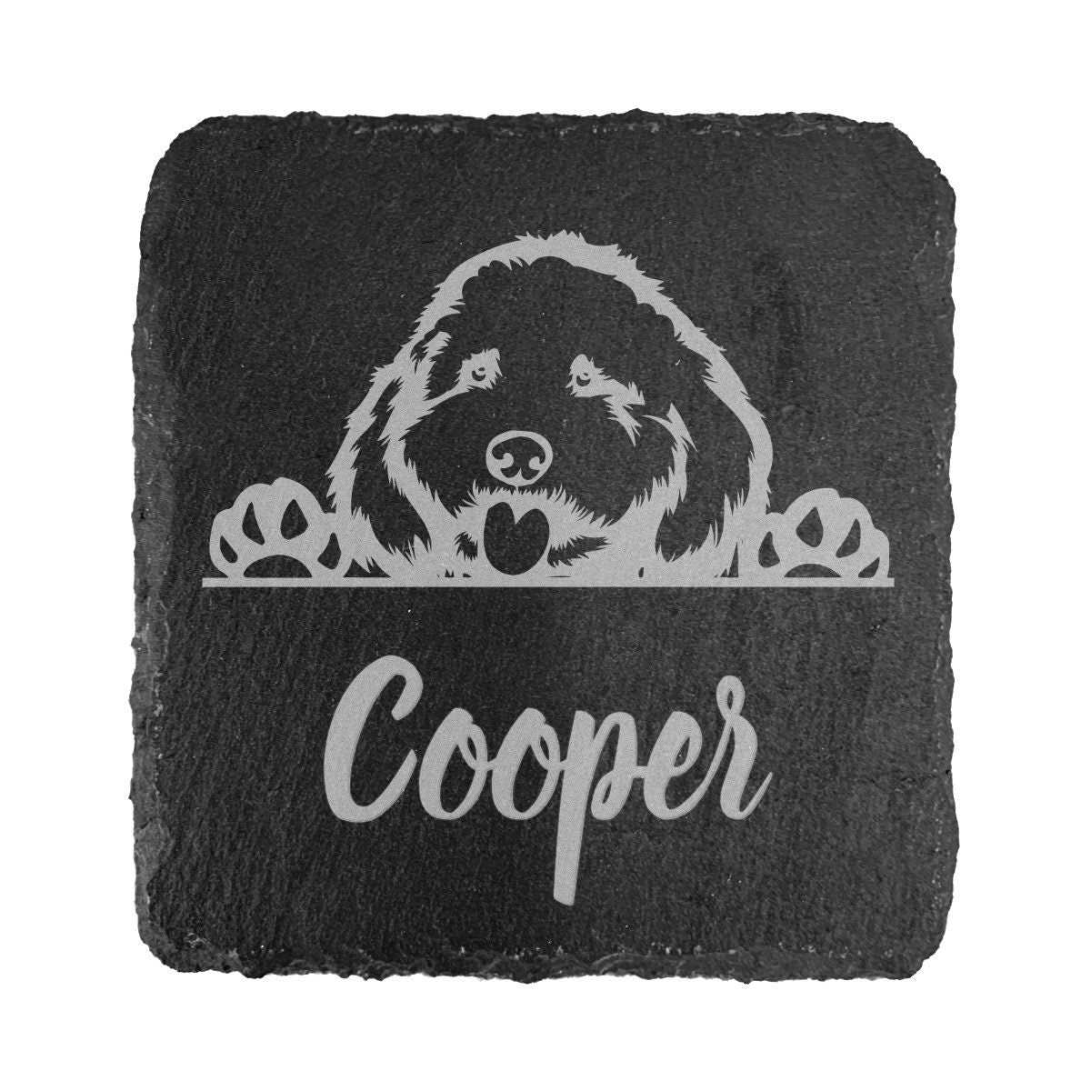 Personalised Cockapoo Dog Slate Coaster Name Gift Engraved Memorial