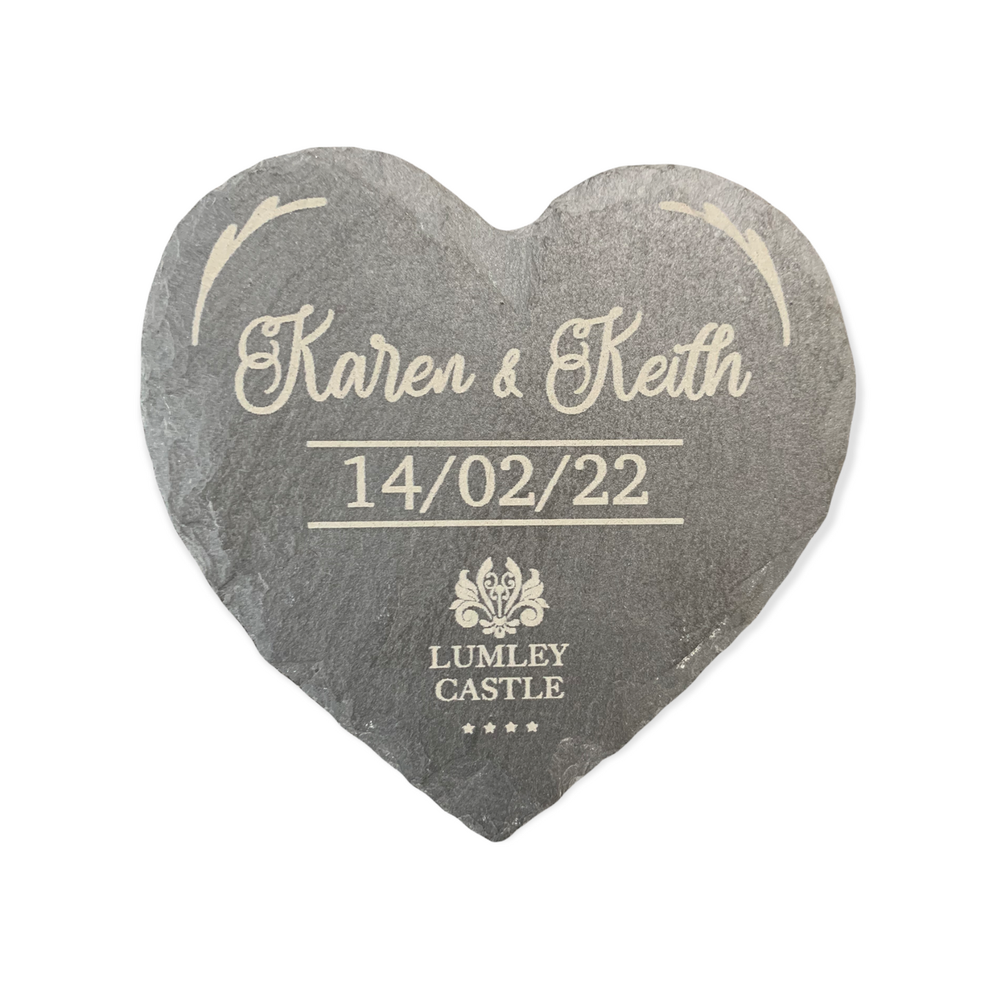Personalised Engraved Wedding Heart Shape Slate Coaster