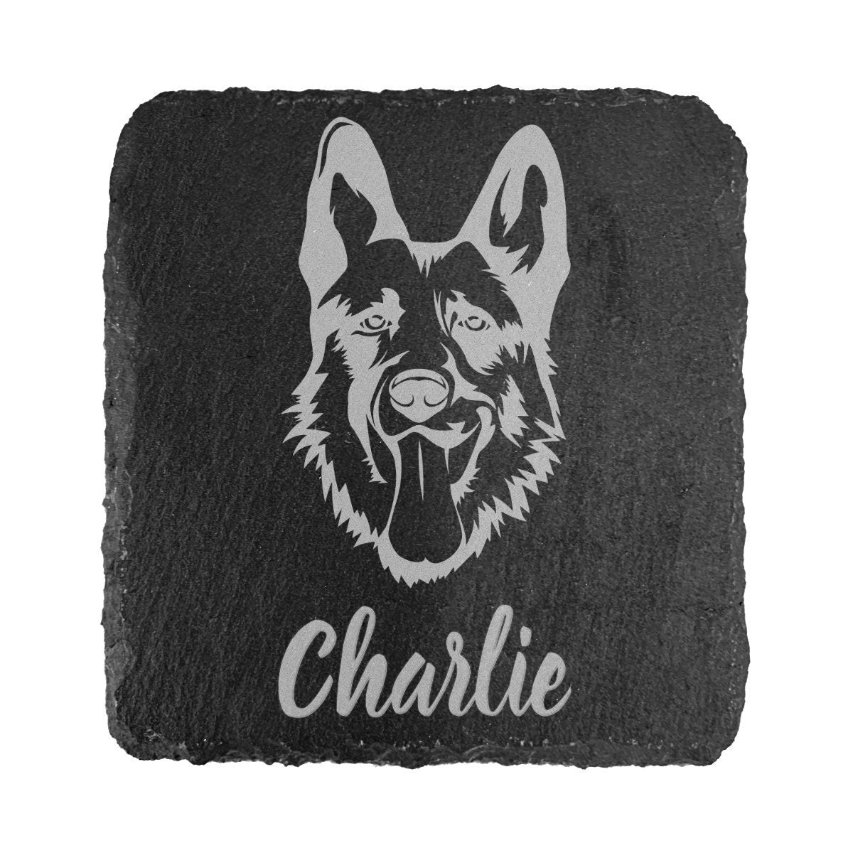 Personalised German Shepherd Alsatian Dog Slate Coaster Name Gift Engraved Memorial