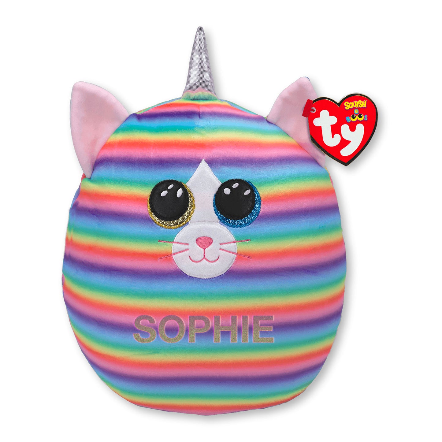 Personalised Ty Squish a Boo Heather Unicorn Cat 14 Inch Plush