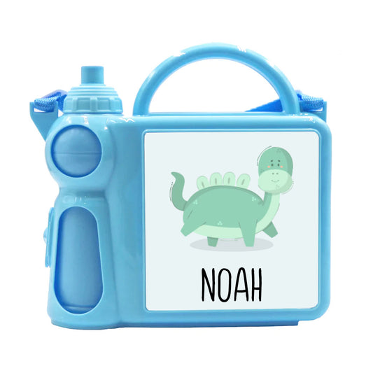 Personalised Dinosaur Design Kids Lunchbox with Water Bottle
