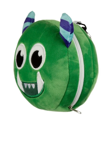 Personalised Green Monster Round Plush Compact Travel Pillow & Eye Mask